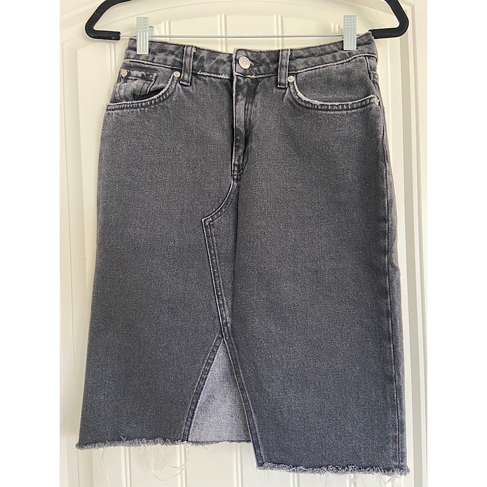 H&M Distressed Black Jean Skirt
